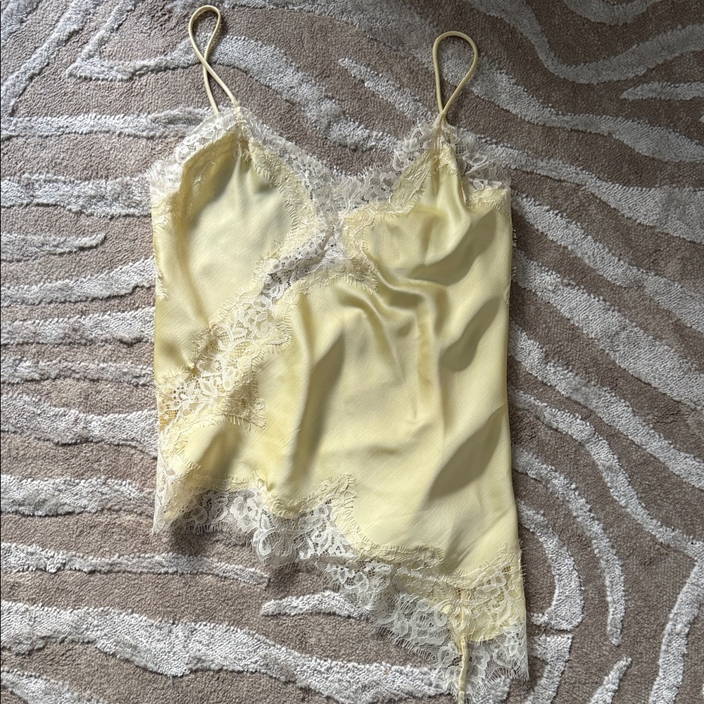 Zara Yellow Lace Trim Tank Top